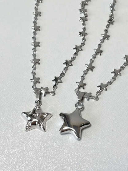 Y2k Simple Style Star Titanium Steel Patchwork Pendant Necklace