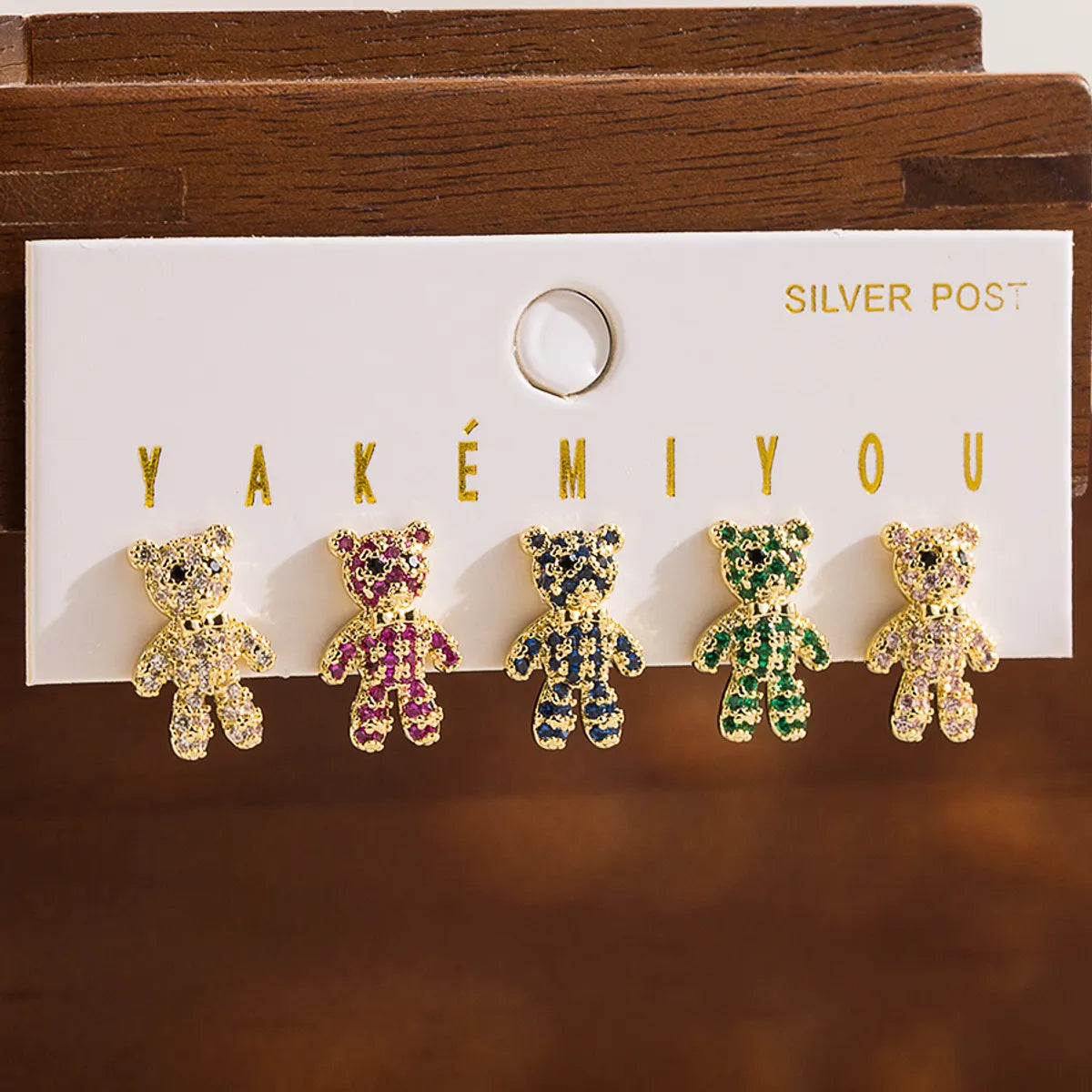 Yakemiyou Casual Cute Bear Copper 14k Gold Plated Zircon Drop Earrings In Bulk