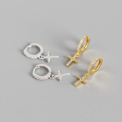 Fashion Cross Diamond Gem Earrings