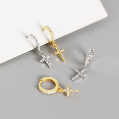 Fashion Cross Diamond Gem Earrings