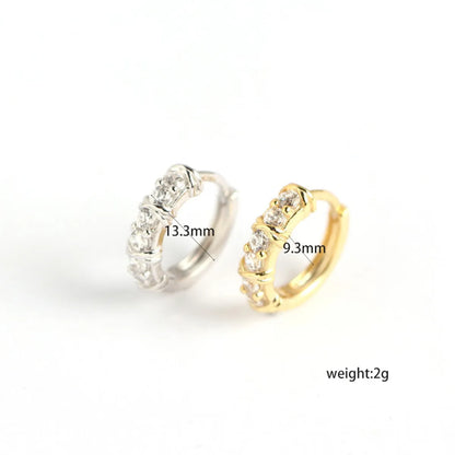 Yhe0201 S925 Sterling Silver Geometric Diamond Personalized Ear Buckle White Earrings