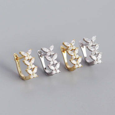 Yhe0368 Earrings S925 Silver Butterfly Diamond U-shaped Ear Buckle Silver Earrings