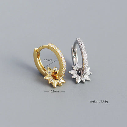 Yhe0371 Earrings S925 Silver Metal Rotating Five-pointed Star Diamond Earrings