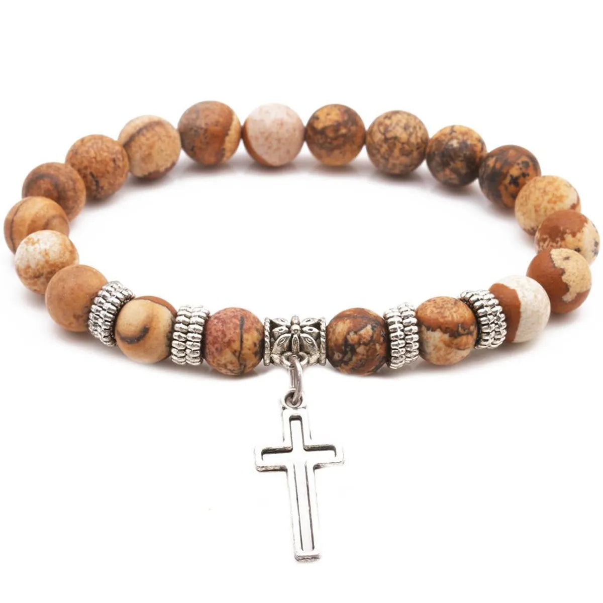 Yoga Beads Energy Natural Stone Bracelet Frosted Stone Volcanic Stone Cross Bracelet