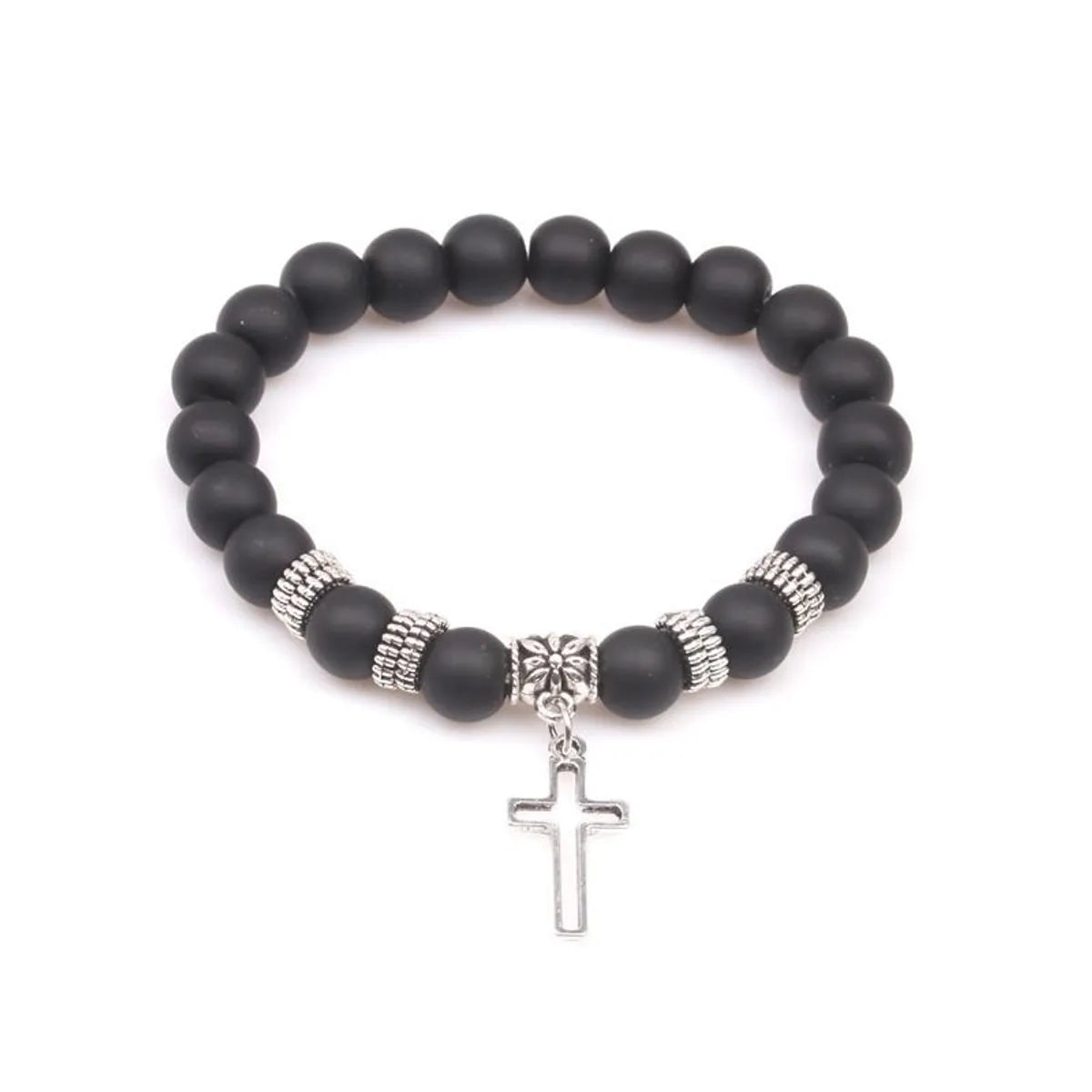 Yoga Beads Energy Natural Stone Bracelet Frosted Stone Volcanic Stone Cross Bracelet