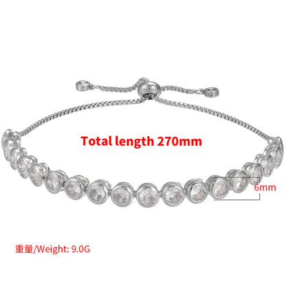 Zircon Bracelet Round Full Diamond Zircon Pull Bracelet Push Pull Bracelet Adjustable Jewelry