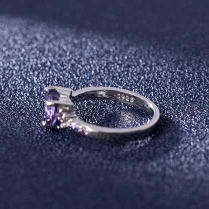 Zircon Heart-Shaped Amethyst Ring European Fashion Purple Zircon Ring Jewelry